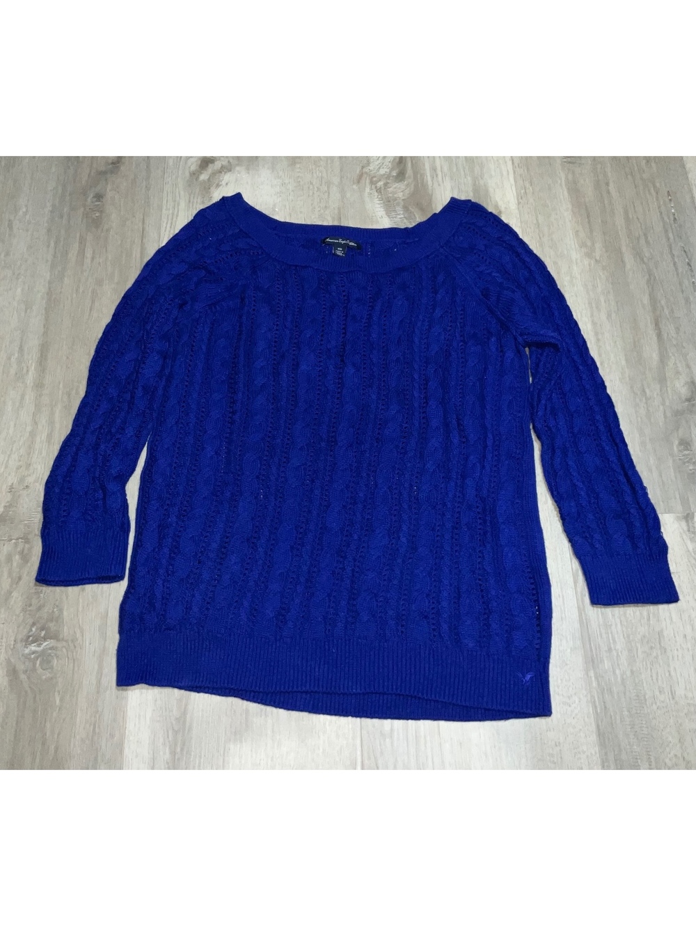 American Eagle Outfitters Women's Medium Blue Cable Knit Sweater